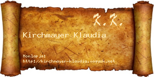 Kirchmayer Klaudia névjegykártya